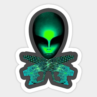 Green Martian Ray Guns Alien Future War Tee Sticker